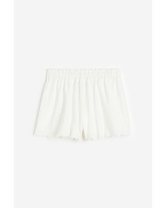 Shorts mit Paperbag-Bund Weiß