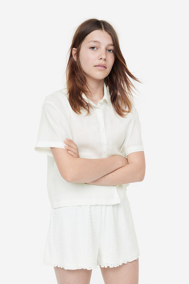 H&M Shorts mit Paperbag-Bund Weiß