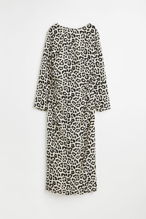 H&M Gemustertes Kleid Weiß/Leopardenmuster