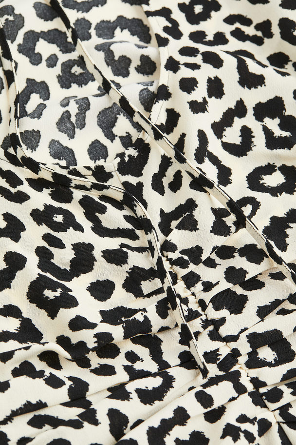 H&M Gemustertes Kleid Weiß/Leopardenmuster