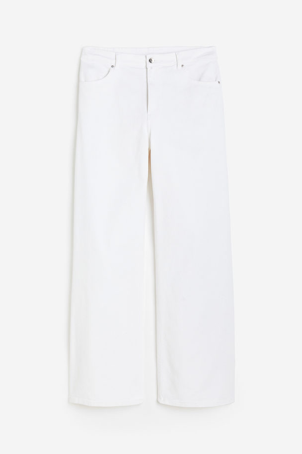 H&M H&m+ Wide Twill Trousers White