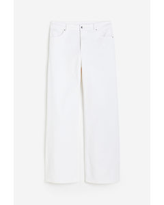 H&m+ Wide Twill Trousers White