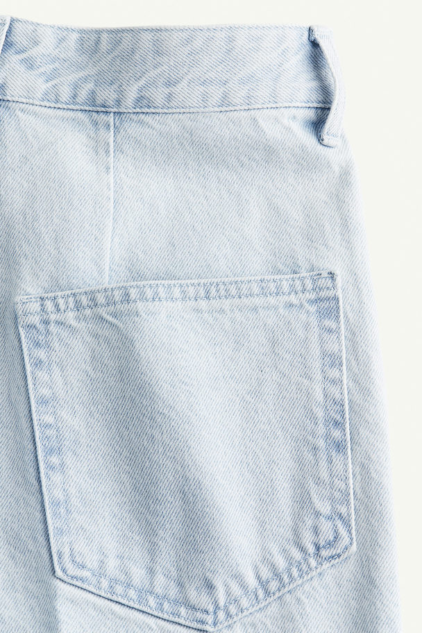 H&M Straight High Fold-up Jeans Licht Denimblauw