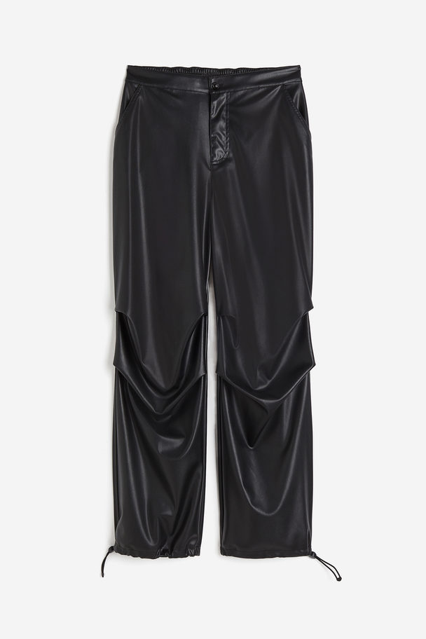 H&M Coated Parachute Trousers Black