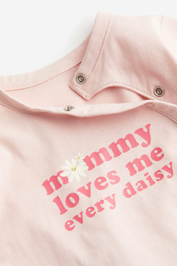 H&M Foldover-trim Pyjamas Light Pink/daisy