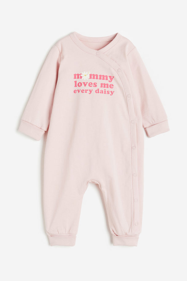 H&M Foldover-trim Pyjamas Light Pink/daisy