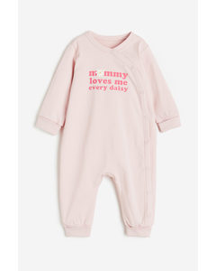 Foldover-trim Pyjamas Light Pink/daisy