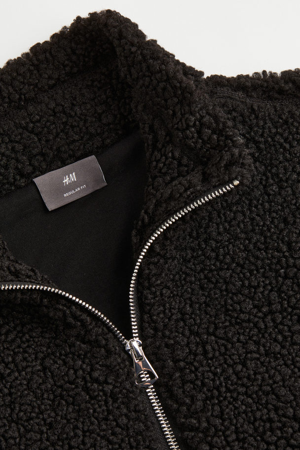 H&M Regular Fit Teddy Jacket Black