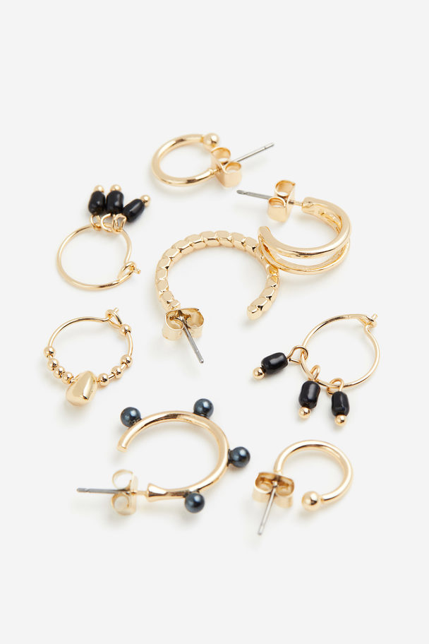 H&M 6 Pairs Earrings Gold-coloured/black