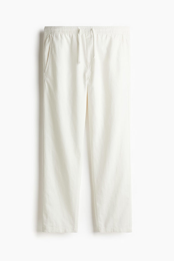 H&M Hose aus Leinenmix in Relaxed Fit Weiß