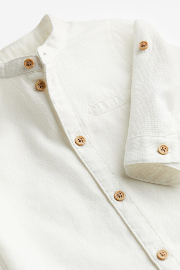 H&M Tweedelige Set - Overhemd En Broek Wit/marineblauw