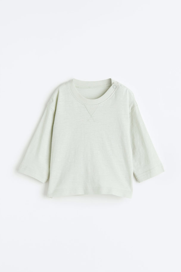 H&M Cotton Jersey Top Light Turquoise
