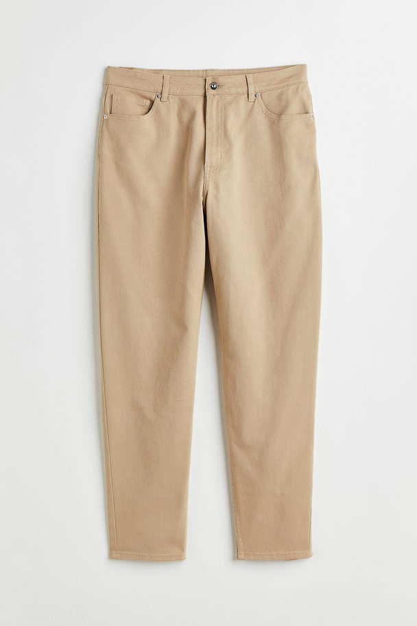 H&M H&m+ Mom Loose Fit Twill Trousers Beige
