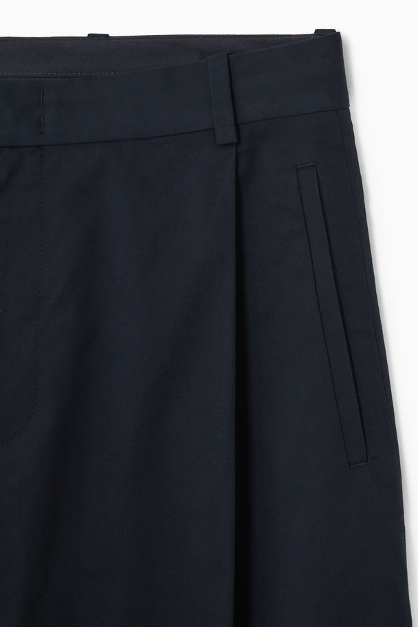 COS Pleated Tapered Trousers Dark Navy