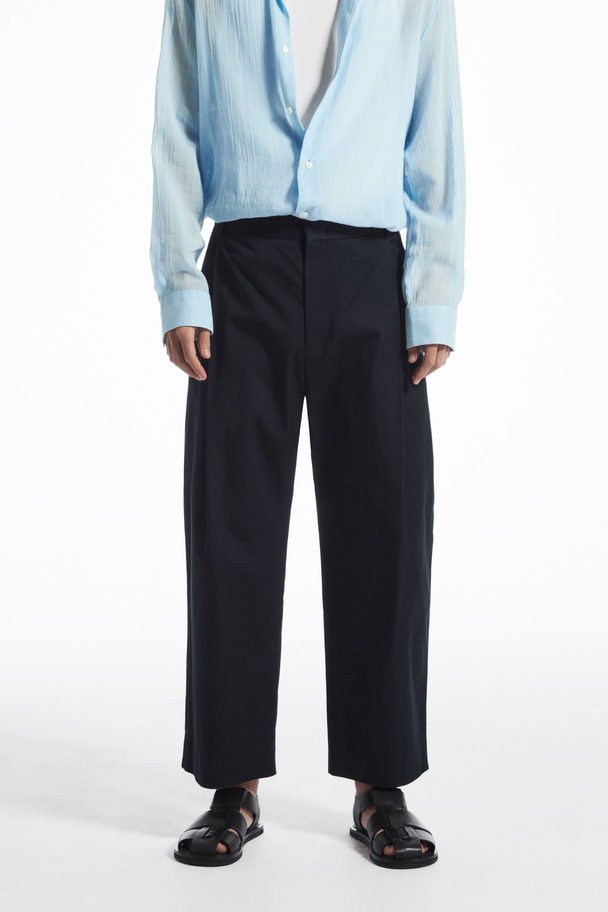 COS Pleated Tapered Trousers Dark Navy