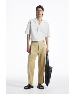 Pleated Tapered Trousers Beige