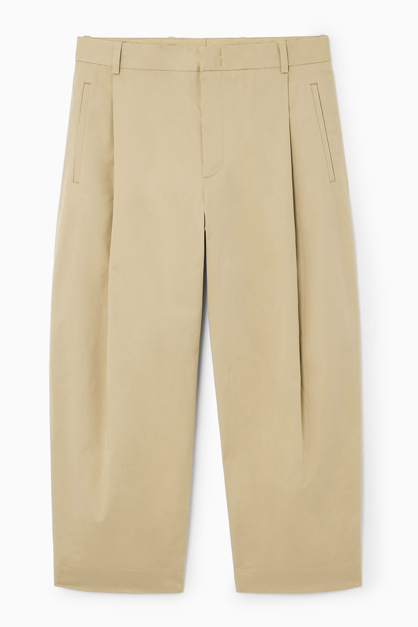 COS Pleated Tapered Trousers Beige