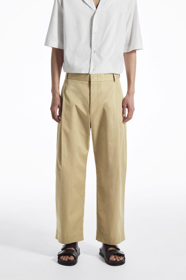 COS Pleated Tapered Trousers Beige
