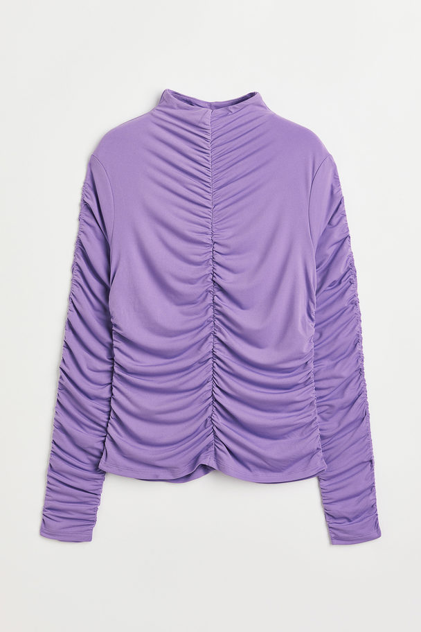 H&M Gathered Top With A Turtle Neck Purple