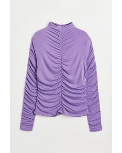 Gathered Top With A Turtle Neck Purple