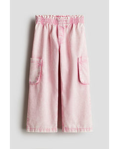Wide Fit Jeans Washed Pink