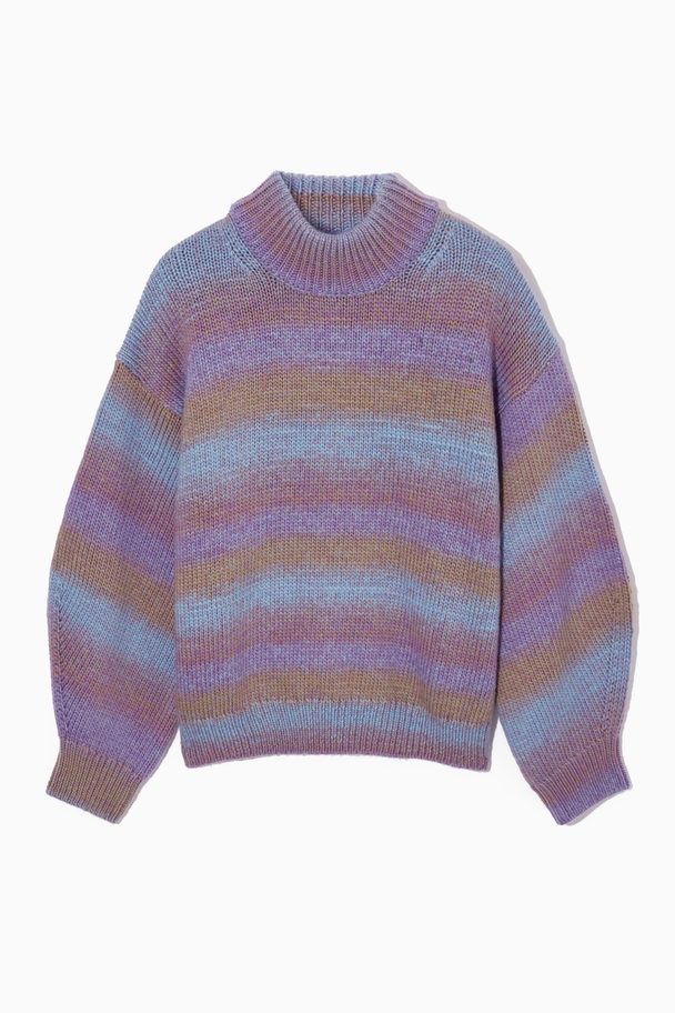 COS Striped Wool Mock-neck Jumper Lilac / Stripe