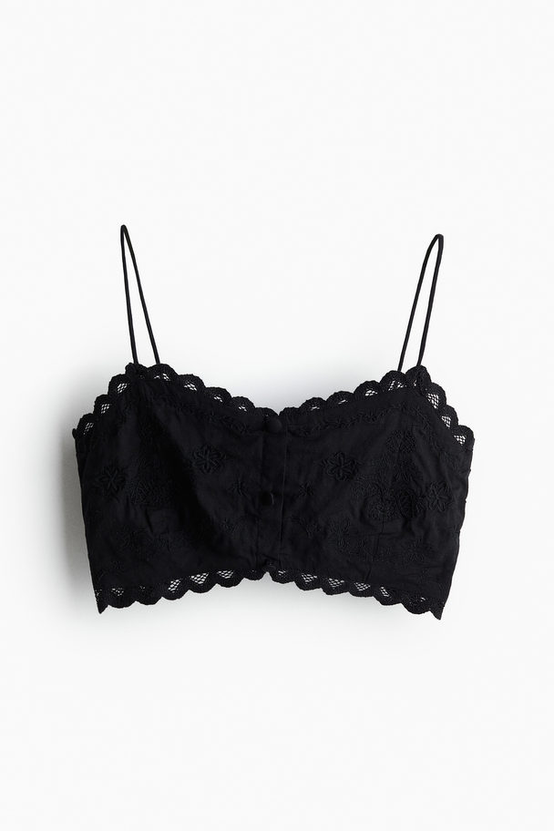 H&M Besticktes Bralette-Top Schwarz