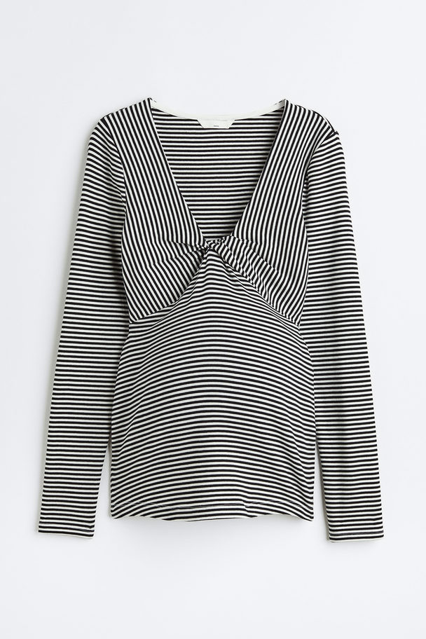 H&M Mama Knot-detail Top Black/striped