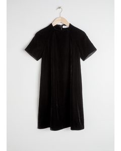 Velvet T-shirt Dress Black