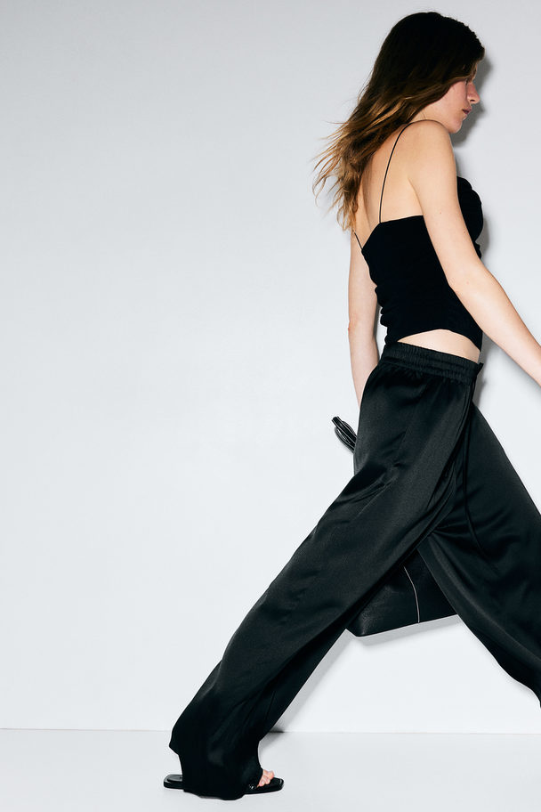 H&M Wide Pull-on Trousers Black