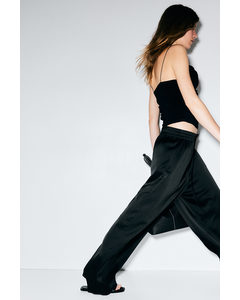 Wide Pull-on Trousers Black