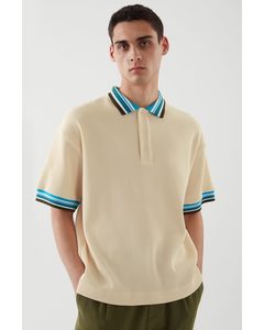 Contrast-knit Polo Shirt Cream