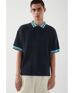 Contrast-knit Polo Shirt Navy