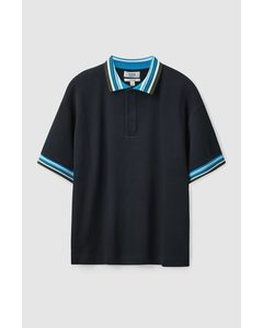 Contrast-knit Polo Shirt Navy