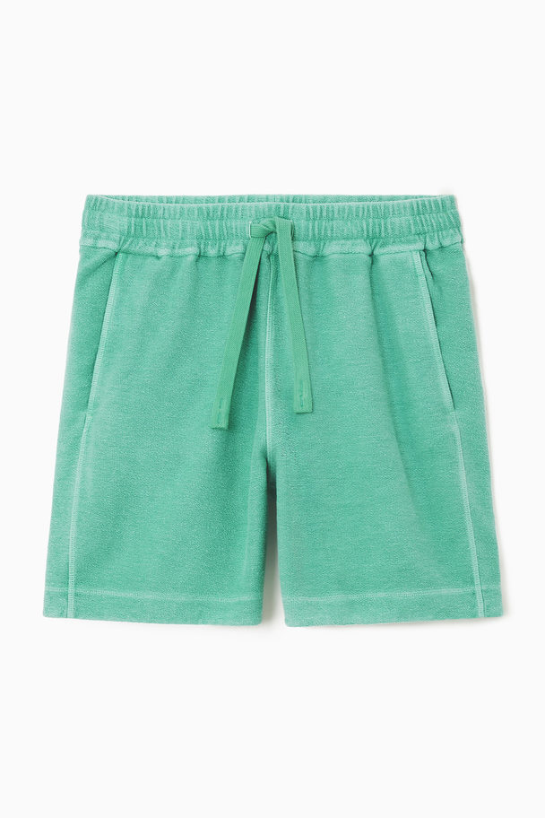 COS SHORTS MIT KORDELZUGBUND AUS FROTTEE GRÜN