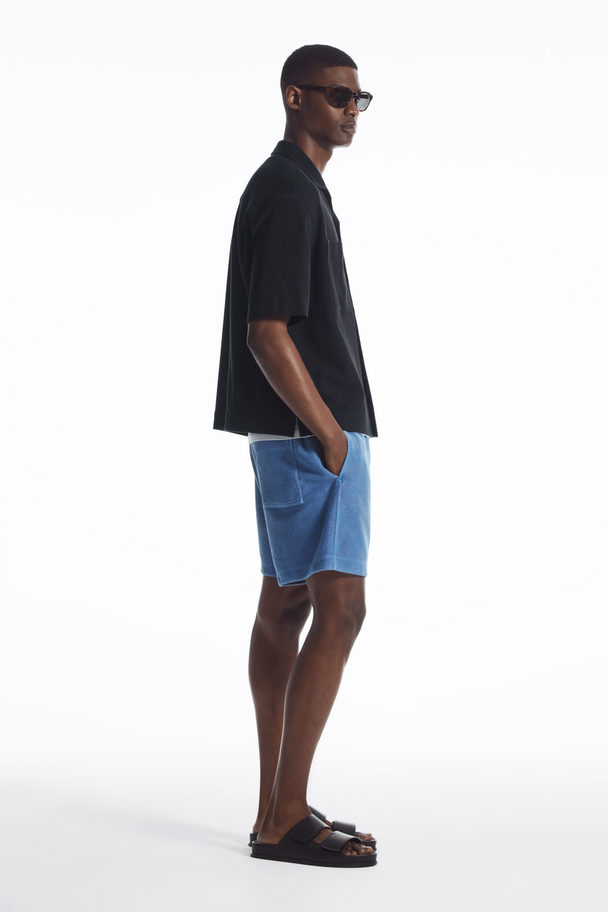 COS Drawstring Terry Shorts Blue