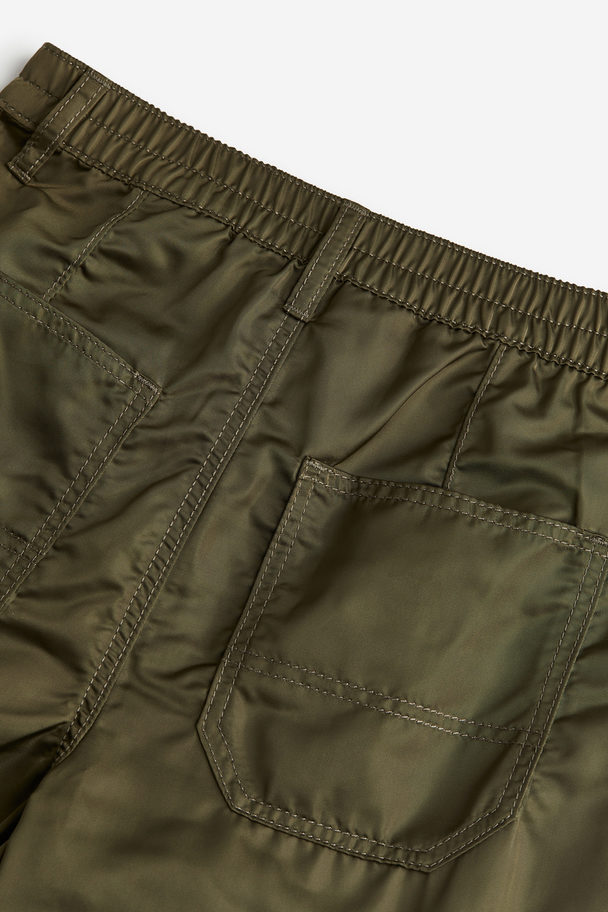 H&M Wide Cargo Trousers Khaki Green