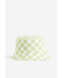 Bucket Hat aus Twill Hellgrün/Kariert