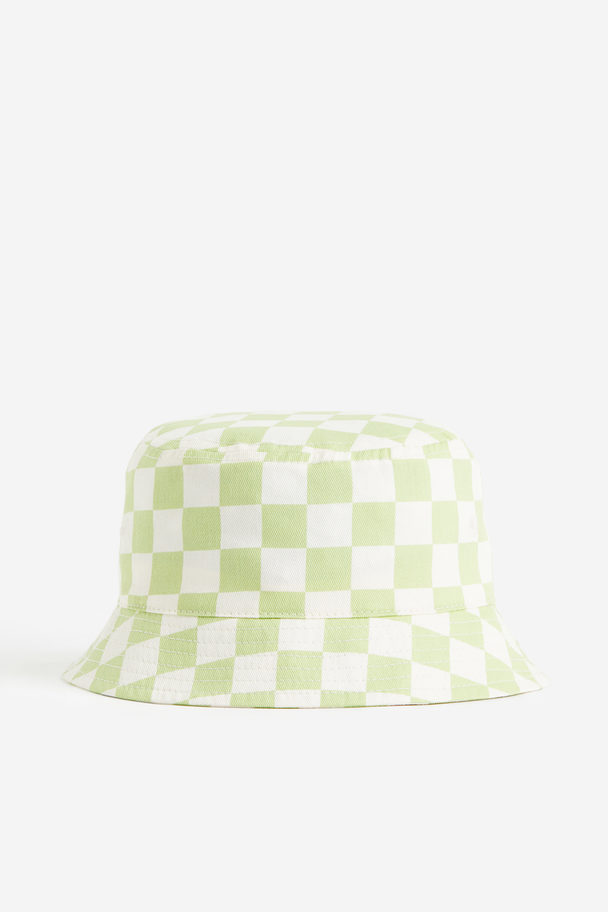 H&M Twill Bucket Hat Light Green/checked