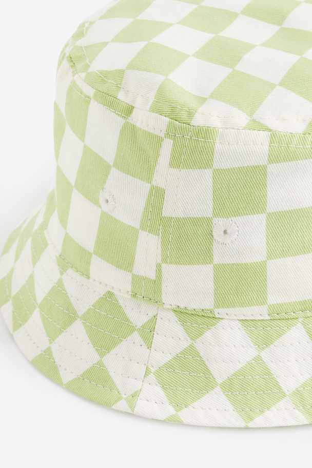 H&M Bucket Hat aus Twill Hellgrün/Kariert