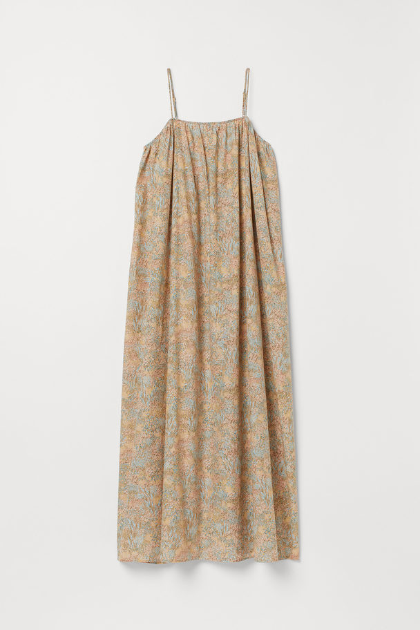 H&M Airy Cotton Dress Light Beige/floral