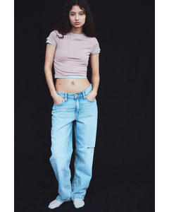 2-pack Cropped T-shirts Light Grey Marl/dusty Pink