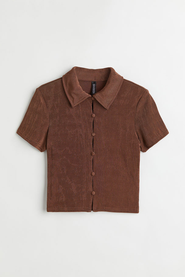 H&M Cropped Shirt Braun