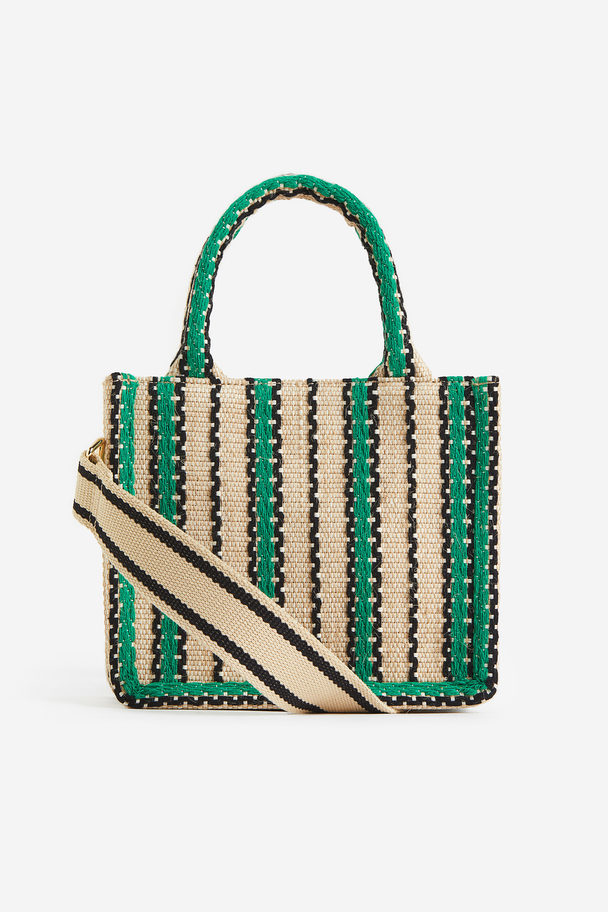H&M Jute-blend Mini Shopper Green/striped