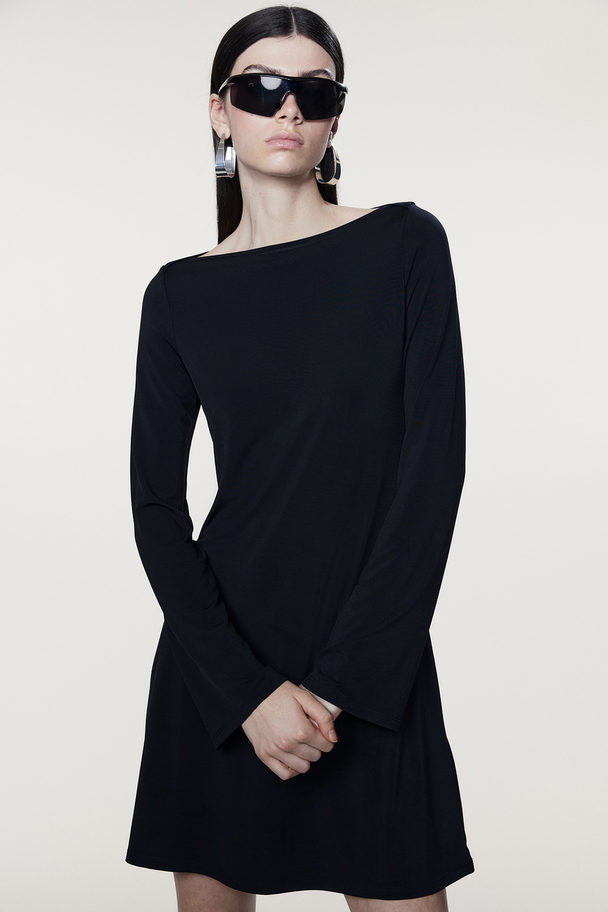 H&M Boat-neck Jersey Dress Black