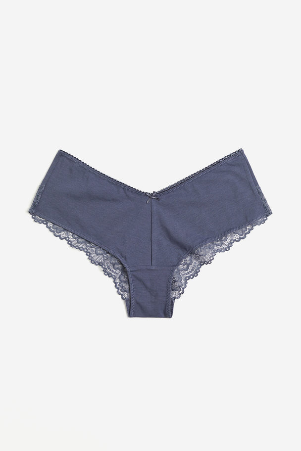H&M 5-pack Lace-trimmed Cotton Hipster Briefs White/pigeon Blue
