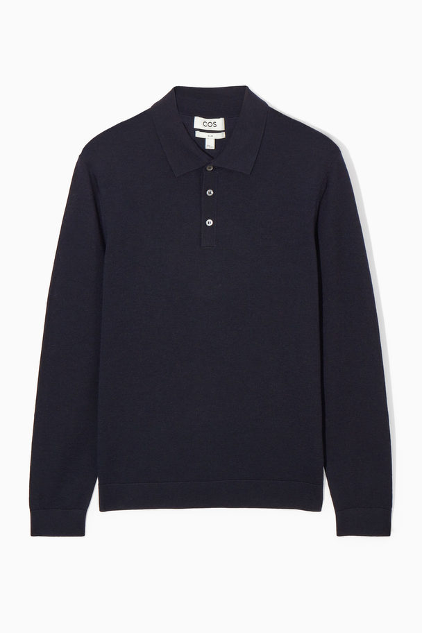 COS Merino Wool Polo Shirt Navy