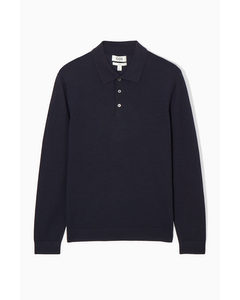 Merino Wool Polo Shirt Navy