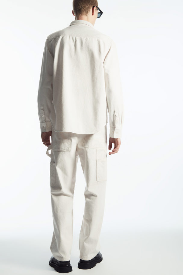 COS Linen-blend Denim Shirt Ecru