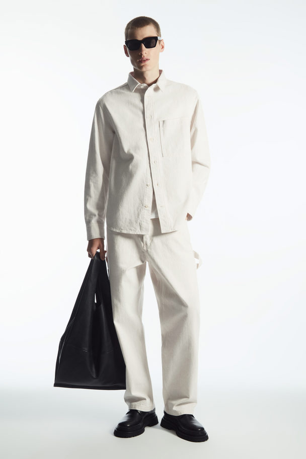 COS Linen-blend Denim Shirt Ecru